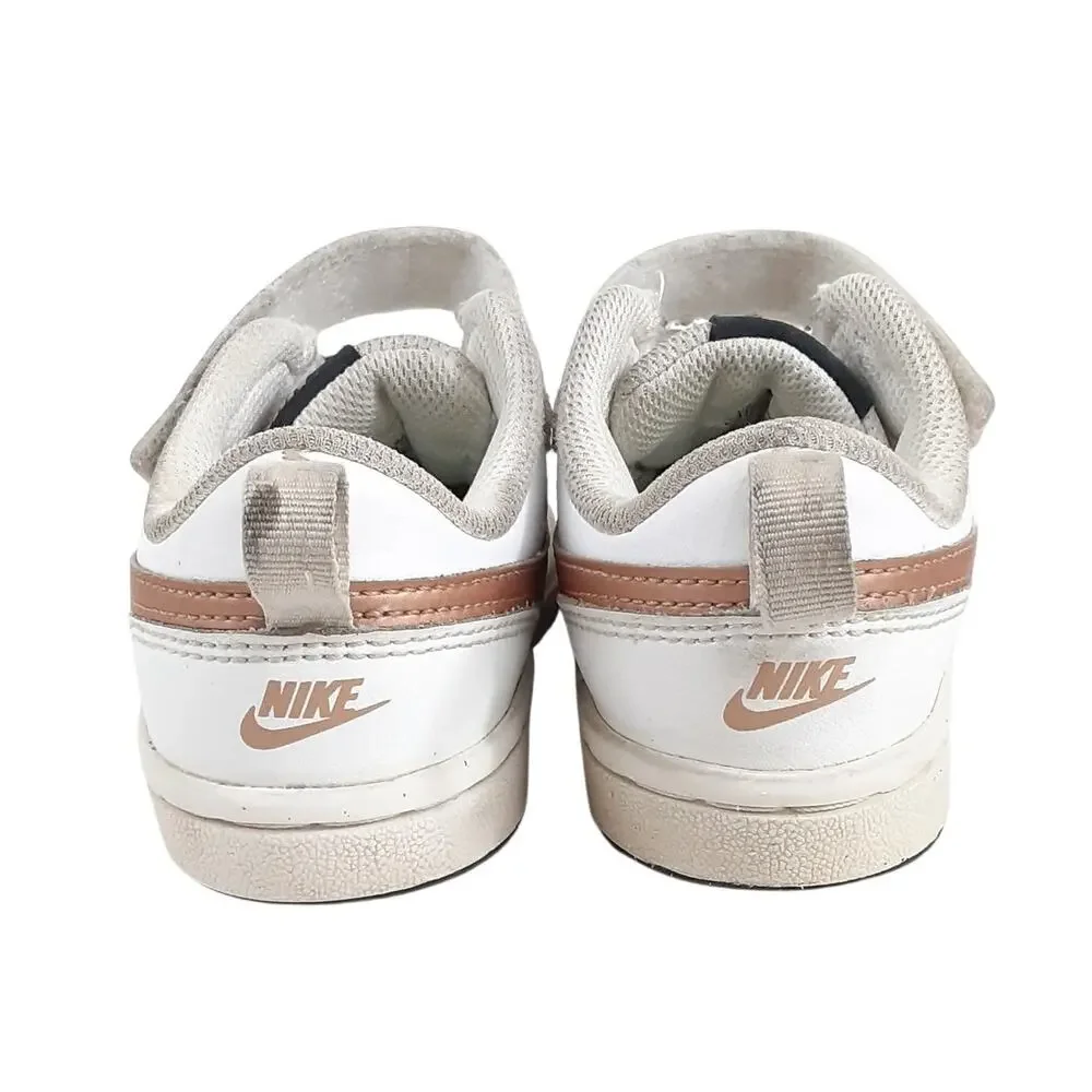 Nike Court Borough 2 Low Top Sneakers Gold White Basketball Shoe Girls 11